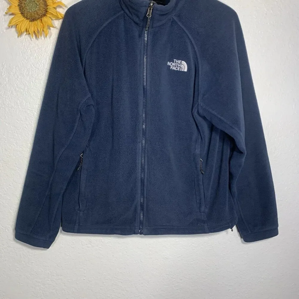 The North Face Mens Navy Blue Fleece Zippered Pockets Size Small